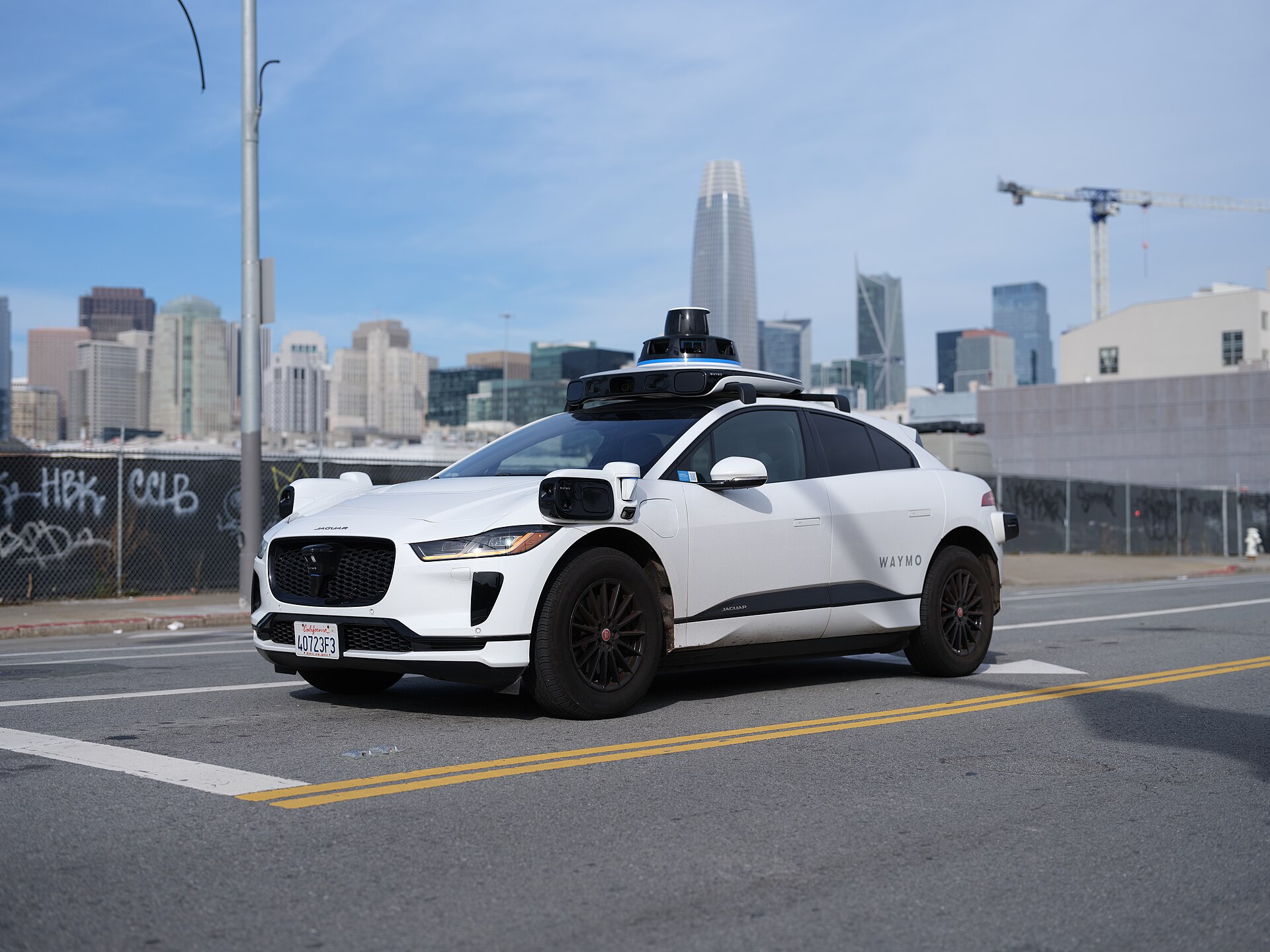 A Waymo robotaxi operating without a driver in San Francisco